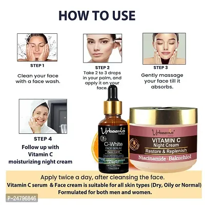 Urbaano Herbal Vitamin C Face Serum  Night Cream Combo Skin Nourishing, Brightening Firming for Women  Men (30ml+50gm)-thumb4