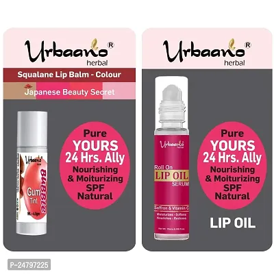 Urbaano Herbal Tint Lip  Cheek Balm Bubble Gum  Beetroot Lip Serum Oil, Combo ECOCERT Squalane infused with Natural SPF, Ultra Moisturize for Women  Teens - 4.5gm +10ml-thumb3