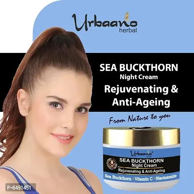 Urbaano Herbal Sea Buckthorn Vitamin C Face Cream - Skin Rejuvenating Night Cream - Restore Glow, Over Night Replenish, Reduce Fine Lines and Wrinkles