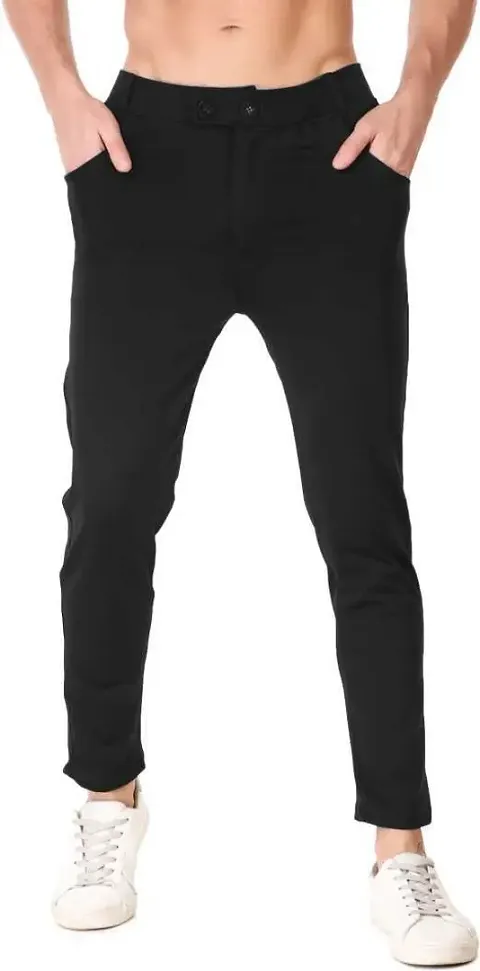 Mevan Stylish Lycra Blend Solid Regular Fit Trouser For Men