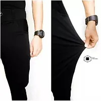 TopQore Regular Fit Slim Fit Men Black Trousers-thumb3