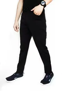 TopQore Regular Fit Slim Fit Men Black Trousers-thumb2