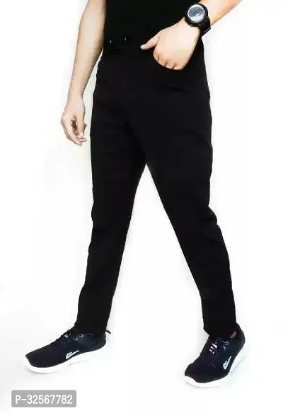 TopQore Regular Fit Slim Fit Men Black Trousers-thumb3