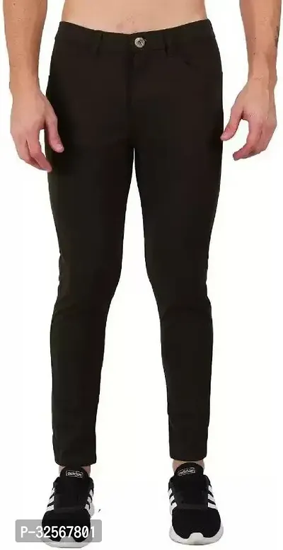 TopQore Slim Fit Regular Fit Men Black Trousers-thumb0