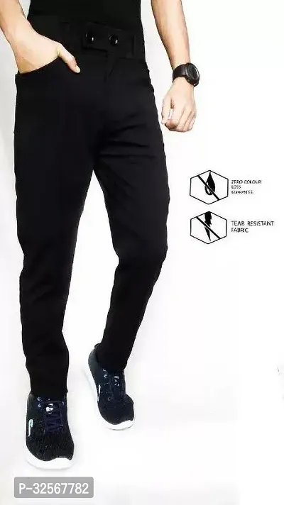 TopQore Regular Fit Slim Fit Men Black Trousers-thumb0