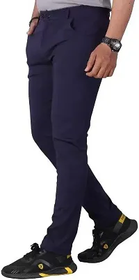 TopQore Slim Fit Regular Fit Men Blue Trousers-thumb2