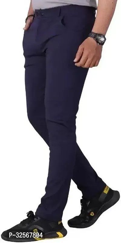 TopQore Slim Fit Regular Fit Men Blue Trousers-thumb3