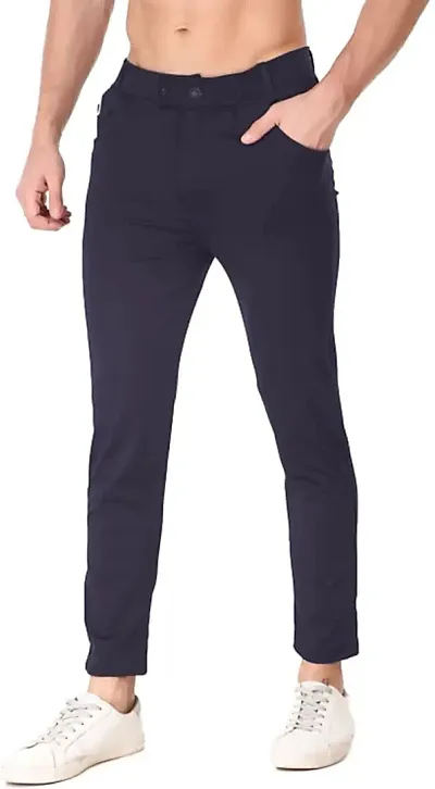 Mevan Stylish Lycra Blend Solid Regular Fit Trouser For Men