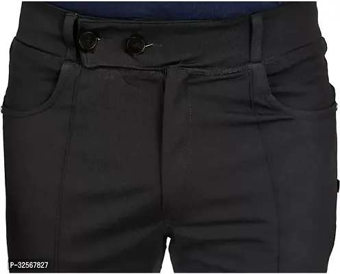 TopQore Regular Fit Men Black Trousers-thumb3