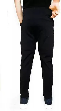 TopQore Regular Fit Slim Fit Men Black Trousers-thumb1