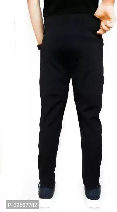 TopQore Regular Fit Slim Fit Men Black Trousers-thumb2