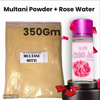 Goodly Multani mitti powder 350gm+Rose water 60ml combo Face  Skin Glow 100% Natural  (410 g)