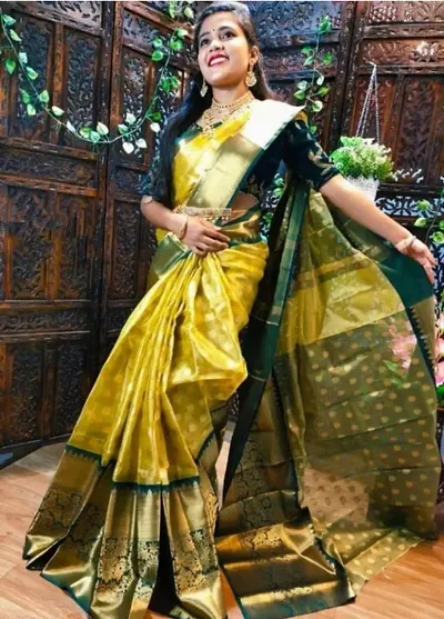 Fancy Tissue Silk Saree With Blouse Piece For Women