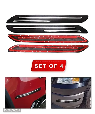 GE Double Chrome Rubber Car Bumper Protector Guard for Qualis 4pcs (Chrome) 47x05x01 cm-thumb2