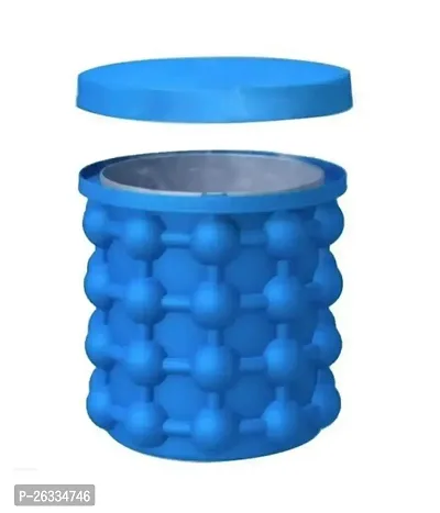 Ganesh Enterprises Silicone Ice Cube Maker | The Innovation Space Saving Ice Cube Genie | Bucket Revolutionary Space Saving Ice-Ball Makers for Home, Party and Picnic (Blue)13x13x14