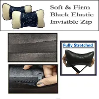 Car Seat Neck Rest Softy Cushion Pillow for honda new city 2021 - Pack Of 2, Black, Beige-thumb2