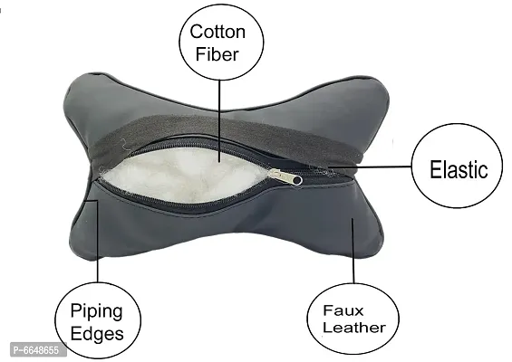 Car Seat Neck Rest Softy Cushion Pillow for HONDA CR-V - Pack Of 2, Black, Beige-thumb5