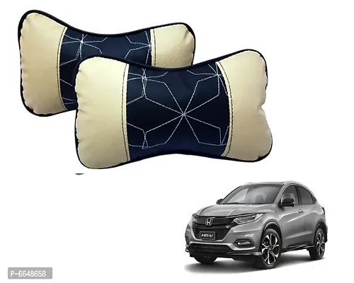 Car Seat Neck Rest Softy Cushion Pillow for HR-V - Pack Of 2, Black, Beige