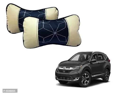 Car Seat Neck Rest Softy Cushion Pillow for HONDA CR-V - Pack Of 2, Black, Beige