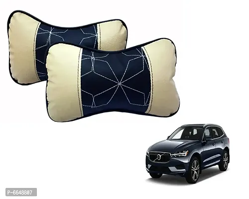 Car Seat Neck Rest Softy Cushion Pillow for Volvo XC60 - Pack Of 2, Black, Beige