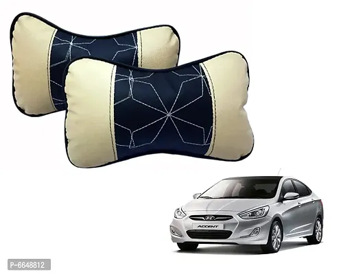 Car Seat Neck Rest Softy Cushion Pillow for XCENT - Pack Of 2, Black, Beige