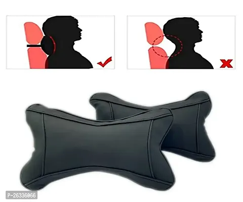 Ganesh Enterprises GE Car Seat Neck Rest Cushion Pillow for Alto 800 (2 Pcs.) Softy (30x21x07 cm) Black-thumb5