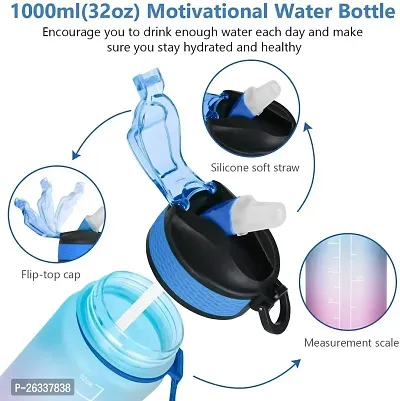 ERcial Unbreakable Water Bottle 1 L with Motivational Time Marker Leakproof Durable BPA Free Non-Toxic 1pc Water bottle for office gym Assorted Colour-thumb2