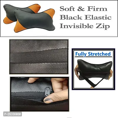 Ganesh Enterprises GE Car Seat Neck Rest Cushion Pillow for Wr-v (Black-Brown) Softy-thumb3