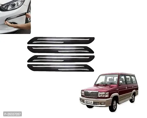 GE Double Chrome Rubber Car Bumper Protector Guard for Qualis 4pcs (Chrome) 47x05x01 cm-thumb0