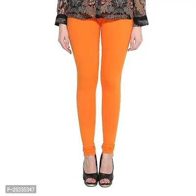 Ganesh Enterprises Women's Cotton Lycra Churidar Leggings_(Free Size) (Orange)