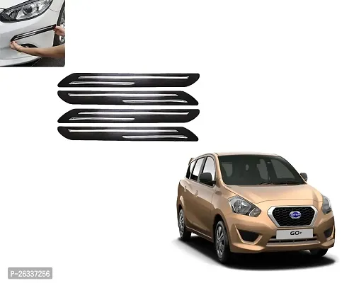 GE Double Chrome Rubber Car Bumper Protector Guard for Datsun GO Plus 4pcs (Chrome) 47x05x01 cm-thumb0