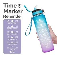 ERcial? Water Bottle with Straw, 1000ml Leak Proof Bottles with Motivational Time Marker, Non-Toxic  BPA Free, Ideal for School, Gym (Multicolor, Pack of 1, Plastic)-thumb1