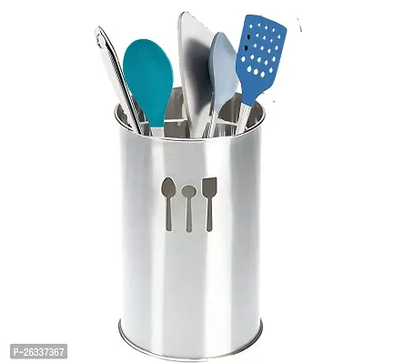 ERcial? Stainless Steel Empty Cutlery Holder Case ( Silver, Holds 50 Pieces) 10*10*18 CM (Pack of 1)