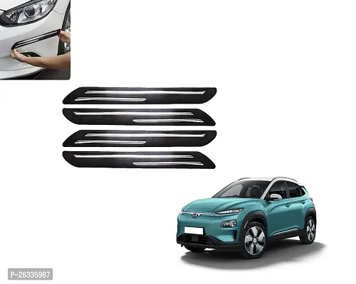 GE Double Chrome Rubber Car Bumper Protector Guard for Hyundai kona 4pcs (Chrome) 47x05x01 cm