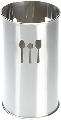 ERcial? Stainless Steel Empty Cutlery Holder Case ( Silver, Holds 50 Pieces) 10*10*18 CM (Pack of 1)-thumb2