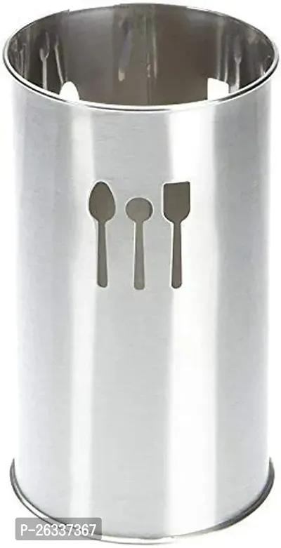 ERcial? Stainless Steel Empty Cutlery Holder Case ( Silver, Holds 50 Pieces) 10*10*18 CM (Pack of 1)-thumb3