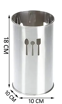 ERcial? Stainless Steel Empty Cutlery Holder Case ( Silver, Holds 50 Pieces) 10*10*18 CM (Pack of 1)-thumb1