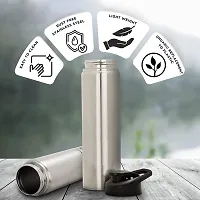 ERcial? Stainless Steel Sipper Water Bottle, Fridge Bottle 1000 ml Bottle (Pack of 1, Silver, Steel)-thumb1