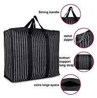 Ganesh Enterprises Multipurpose Extra Large Big Heavy Duty Storage Organizer Reusable Canvas Shopper Bag with Strong Handles and Base with Covers Zip (Black) (PACK OF 1)-thumb2