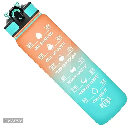 ERcial Unbreakable Water Bottle 1 L with Motivational Time Marker Leakproof Durable BPA Free Non-Toxic 1pc Water bottle for office gym Assorted Colour