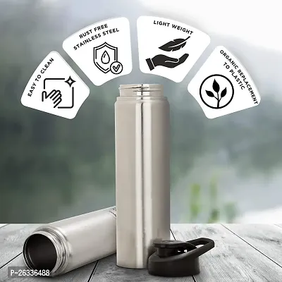 ERcial? Stainless Steel Water Bottle, Fridge Bottle (Pack of 1) 1 Litre (SIPPER)-thumb2