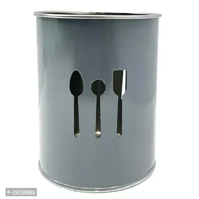 ERcial? Stainless Steel Empty Cutlery Holder Case ( Grey, Holds 50 Pieces) 10*10*18 CM (Pack of 1)