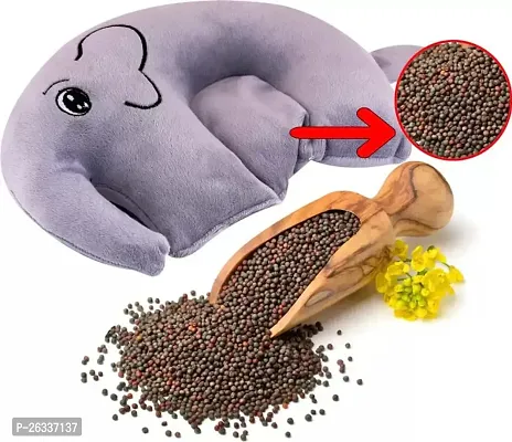 ERcial? Rai Mustard Seeds Pillow, Elephant Shaping Baby Pillow,Neck Support Pillow Gifting (Grey) 0-12 Months-thumb4