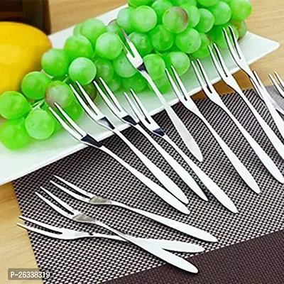 ERcial? Fruit Fork Set of 12, Stainless Steel (13x1.5 CM) Silver