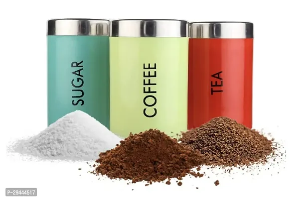 Stainless Steel Rainbow Tea Coffee Sugar Containers Color Coated  Printed Canisters (Set of 3, 750ML, Each) Multicolor Brand: ERcial Store-thumb0