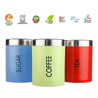 Stainless Steel Rainbow Tea Coffee Sugar Containers Color Coated  Printed Canisters (Set of 3, 750ML, Each) Multicolor Brand: ERcial Store-thumb2