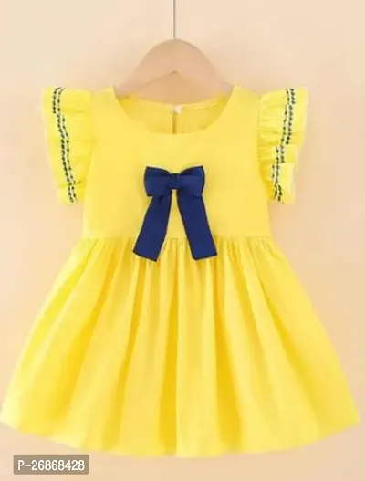 Fabulous Cotton Yellow Solid Frocks For Girls