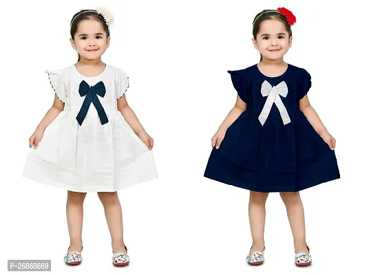 Fabulous Cotton Multicoloured Solid Frocks For Girls Pack of 2