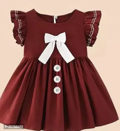 Fabulous Cotton Maroon Solid Frocks For Girls