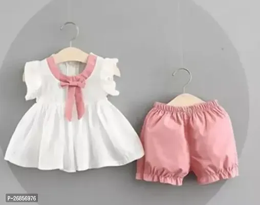 Stylish Pink Cotton Blend Dress For Girl